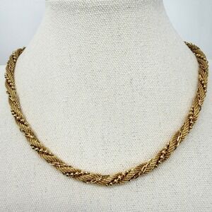 Napier Twisted Mesh Chain Necklace Gold Tone Multi Strand Timeless Classic